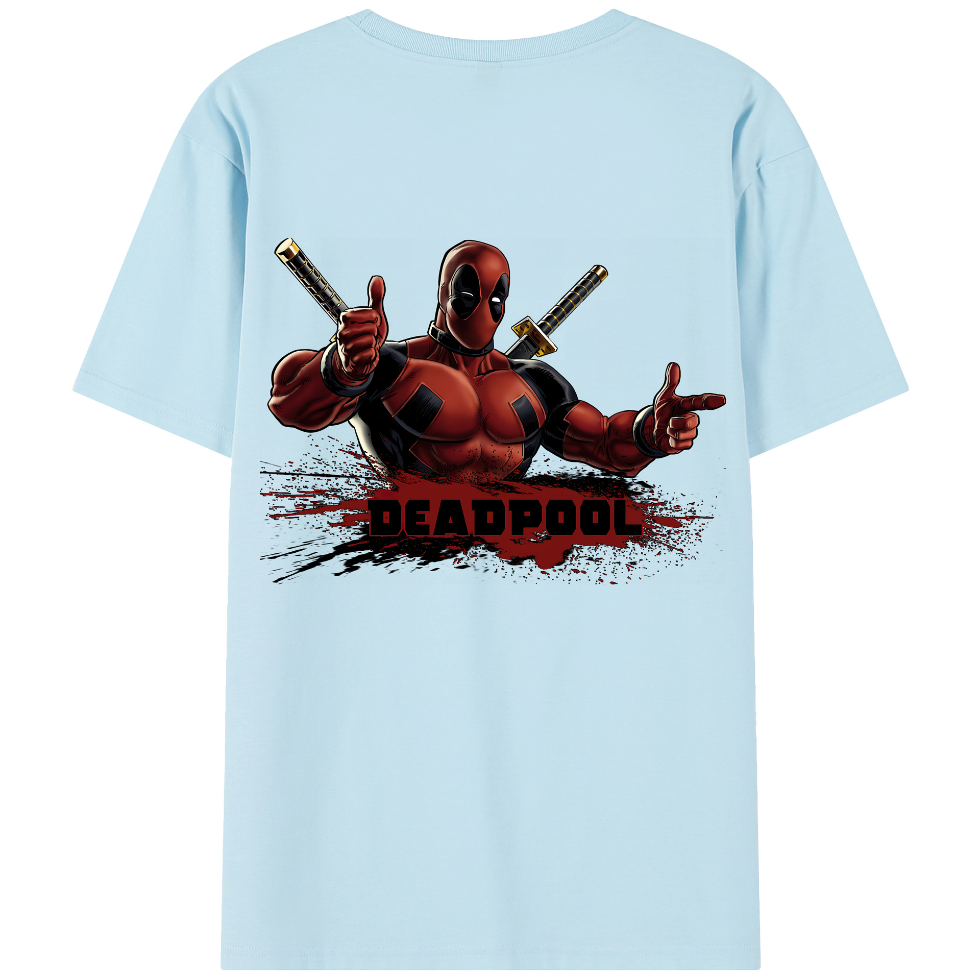 （画像用） Deadpool デッドプール 綿100％半袖Tシャツ（背面プリント）